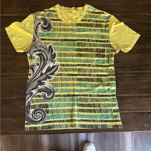 Versace Yellow and Black Striped Tee